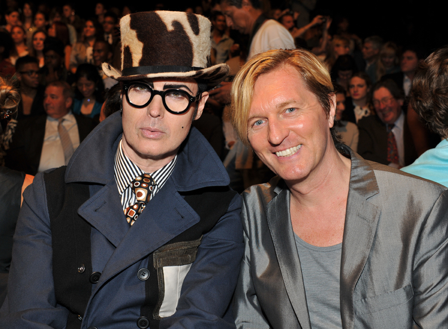 Dandy Patrick McDonald and Keanan Duffty, front row at the Academy of Art University Mercedes-Benz Fashion Week show.