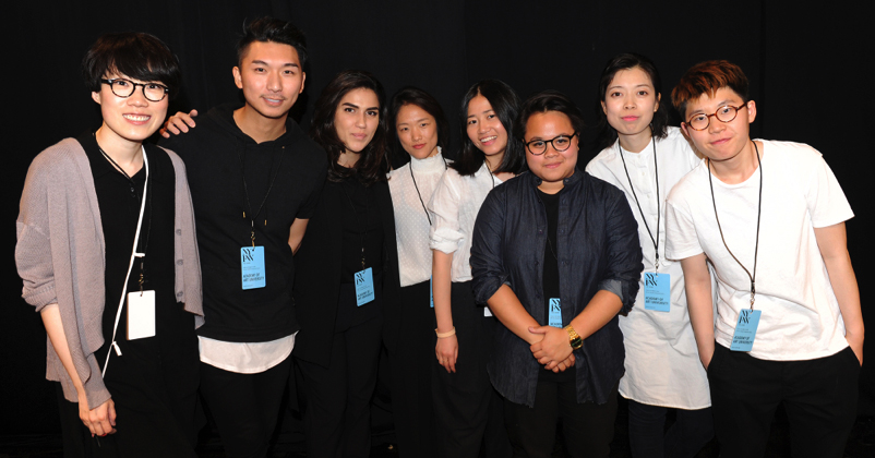 From left to right: Jingci Jessie Wang, Max Lu, Mehrzad Hemati, Bom Kim, Liz Li, Livia Bianda, Wenhan Yuan, and Ruone Yan. Photo by David Dooley.