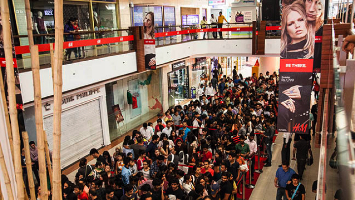 First H&M store opening in New Delhi, India. Photo via H&M