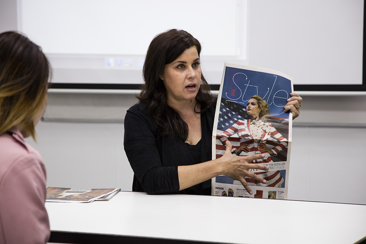 Anastasia Hendrix talks to FSH 328 Editorial Styling students; Photo courtesy of Danielle Rueda