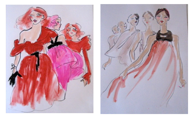 The original drawings Gladys created for Mercedes-Benz Fahsion Week