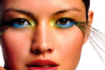 Photo of model with colorful eye makeup