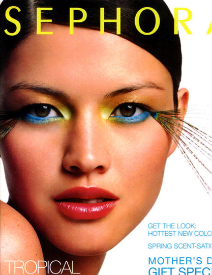 Photo of model with colorful eye makeup
