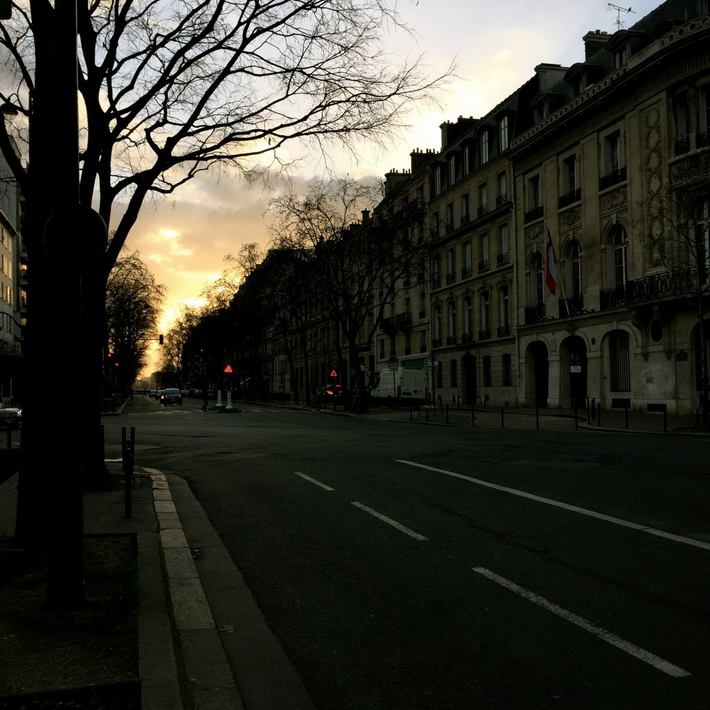 A Parisian street at sunset.  Zhangchi Wang