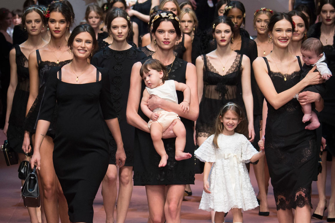 Dozens of models wearing Dolce & Gabbana In an ode to all the mothers around the world