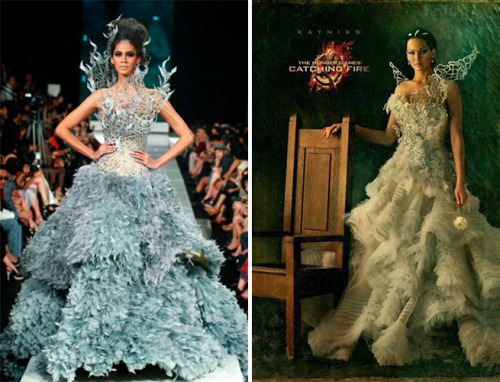 Jennifer Lawrence in Tex Saverio in The Hunger Games: Catching Fire