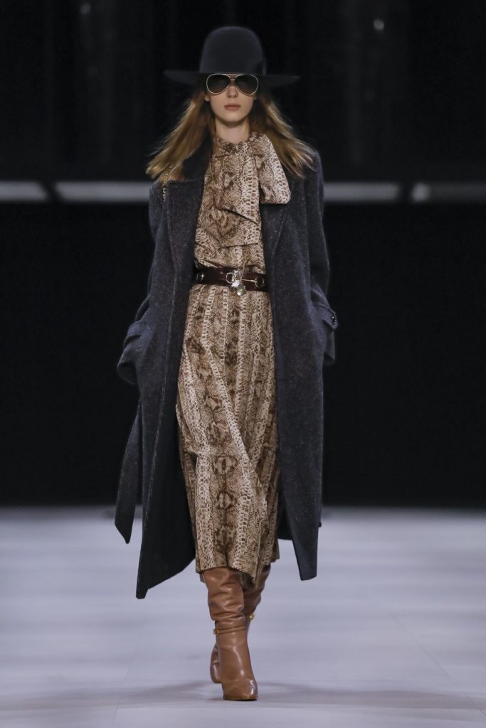 celine snakeskin brown dress