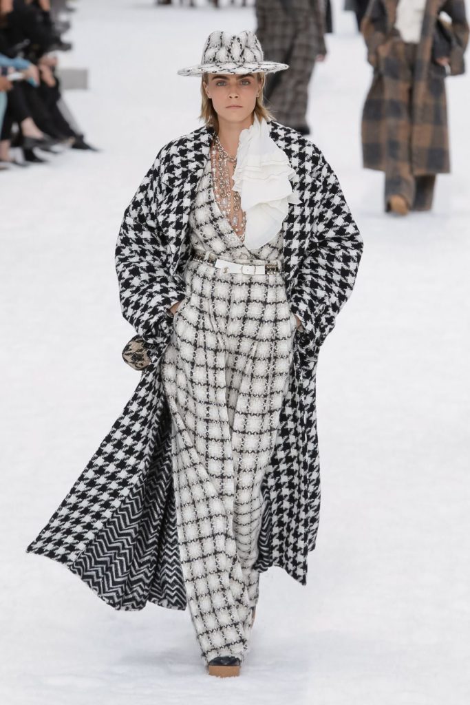 chanel black and white coat