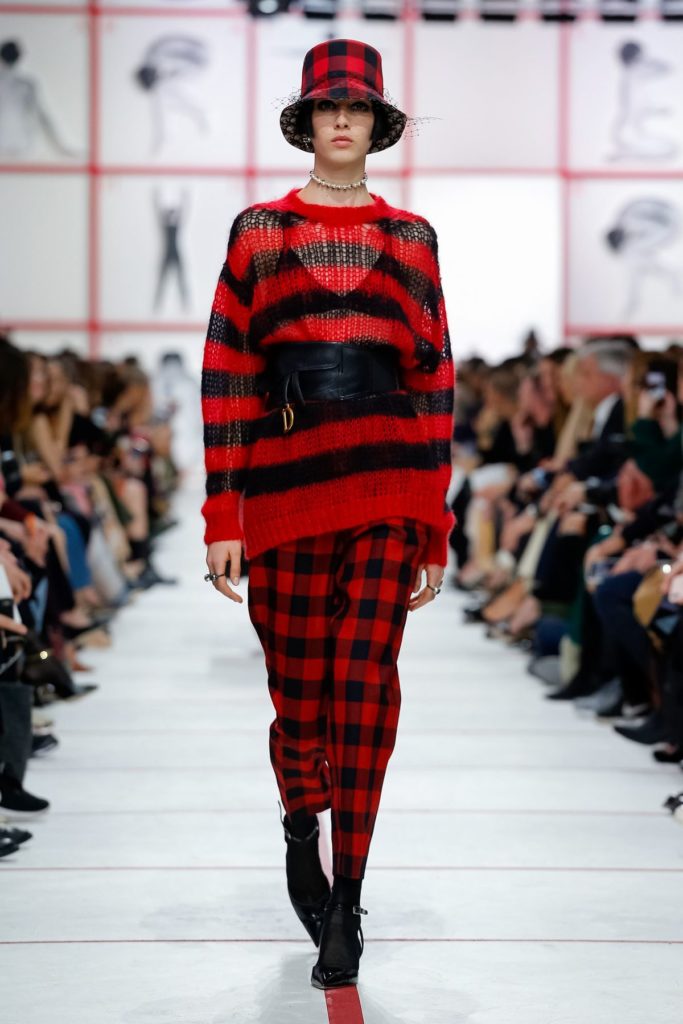 christian dior red and black stripes and checks