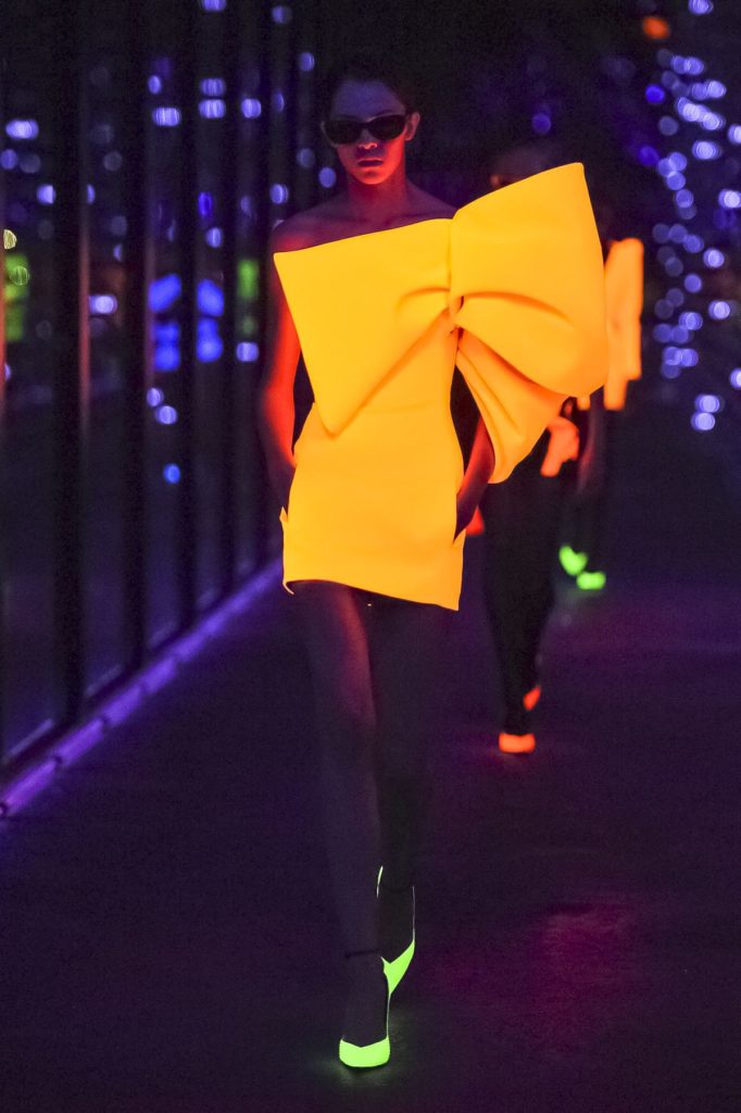 yves saint laurent orange neon dress